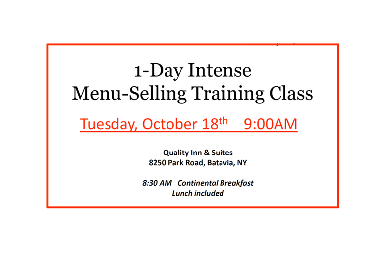 1-Day Intense Menu-Selling Training Class