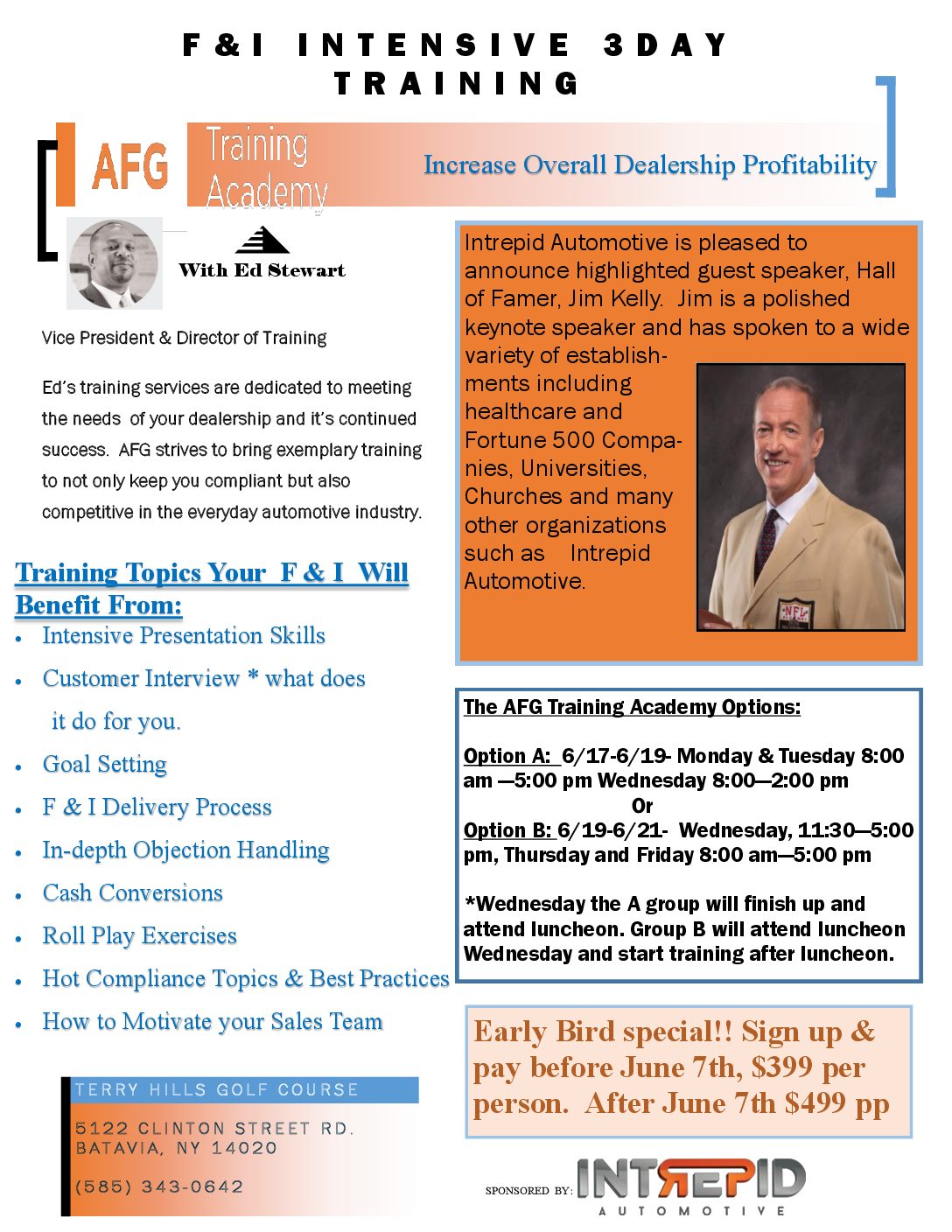 F&I Intensive 3 Day Training Featuring Guest Speaker Jim Kelly!